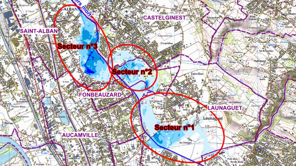 Carte Secteurs à enjeux - Inondations Hers aval