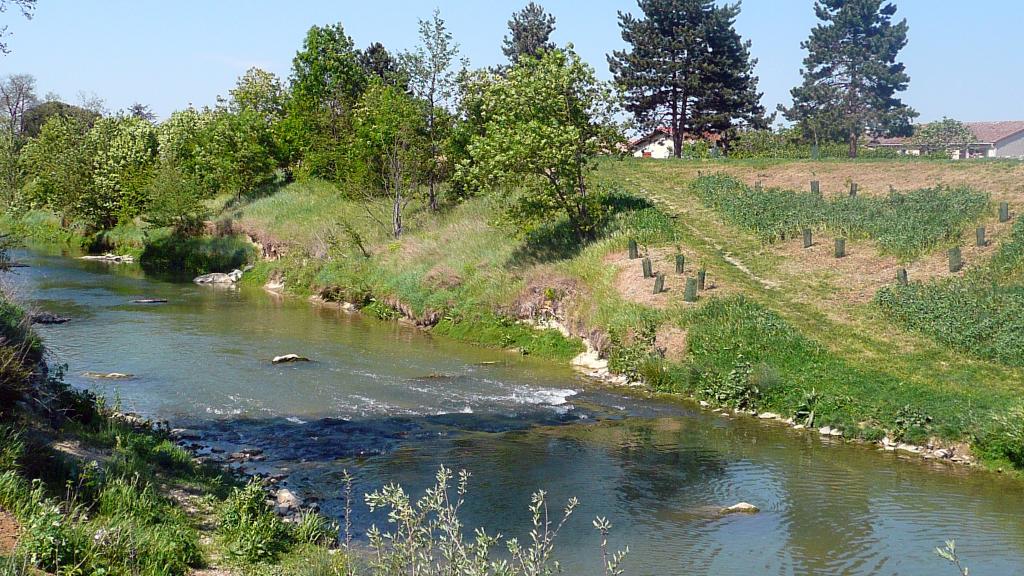 Photo de l'Hers à Aucamville - Fonbeauzard après travaux de restauration du cours d'eau