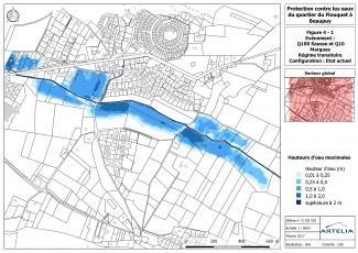 Carte des zones inondables à Beaupuy