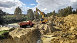 Photo des travaux de renaturation de l'Hers à Castelnau d'Estretefonds