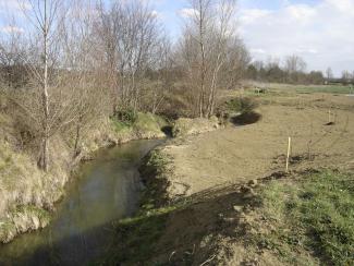 Photo de la Marcaissonne pendant les travaux en 2011 à l'amont de la RD16