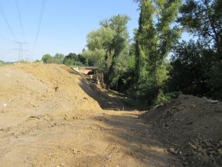 Photo du Girou pendant les travaux à Lapeyrouse-Fossat et Bazus en 2015 