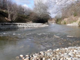 Photo de l'Hers à Balma Lasbordes, juste après travaux de renaturation en 2011