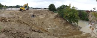 Photo de l'Hers au niveau de la STEP à Saint-Alban pendant les travaux de restauration du cours d'eau