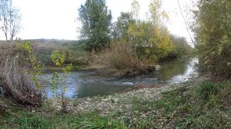 Photo du lit et des berges de l'Hers à Castelginest et Saint-Alban juste après travaux (2019)